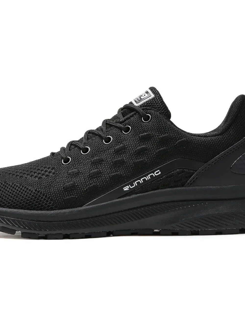 Women's All Black Mesh Sneakers Athletic Running Walking Shoes Lace-up
